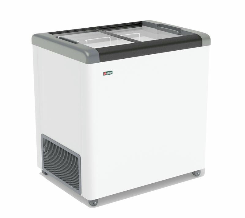 ЛАРЬ МОРОЗИЛЬНЫЙ GELLAR FG 250 С ПРЯМОЕ СТЕКЛО СЕРЫЙ (ПРОПАН)