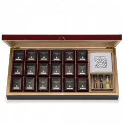 Чай в подарочной упаковке Dammann "Carmin" в деревянной шкатулке, 18 видов чая и буклет и песочный таймер